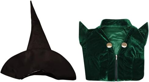 Womens Witch Professor Costume Green Robe Hat Outfit Halloween Wizard Costume Cloak in Saudi Arabia