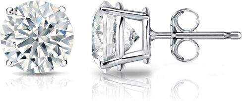 Belacqua Lab Grown Diamond Stud Earrings in 14K White Gold, Round Cut, 1/4 to 4 Carat, F Color, VS Clarity, Prong Setting, Push Back, Fine Jewelry for Women, Gift Box Included in Saudi Arabia