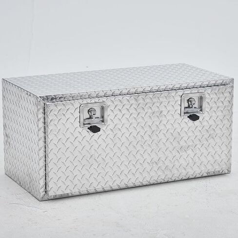 Garvee 36 Inch Heavy Duty Aluminum Diamond Plate Tool Underbody Box, Waterproof Square Truck Storage Organizer Chest for Pick Up Truck Bed, RV Trailer with T-Handle Lock and Keys - Black in Saudi Arabia