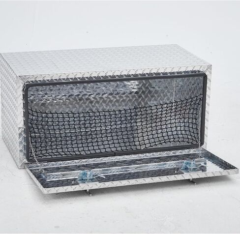 Garvee 36 Inch Heavy Duty Aluminum Diamond Plate Tool Underbody Box, Waterproof Square Truck Storage Organizer Chest for Pick Up Truck Bed, RV Trailer with T-Handle Lock and Keys - Black in Saudi Arabia