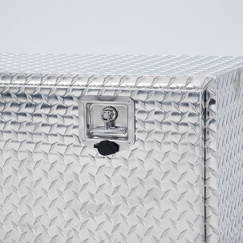 Garvee 36 Inch Heavy Duty Aluminum Diamond Plate Tool Underbody Box, Waterproof Square Truck Storage Organizer Chest for Pick Up Truck Bed, RV Trailer with T-Handle Lock and Keys - Black in Saudi Arabia