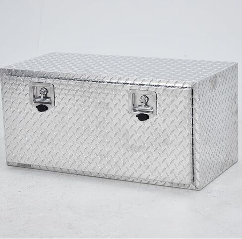 Garvee 36 Inch Heavy Duty Aluminum Diamond Plate Tool Underbody Box, Waterproof Square Truck Storage Organizer Chest for Pick Up Truck Bed, RV Trailer with T-Handle Lock and Keys - Black in Saudi Arabia