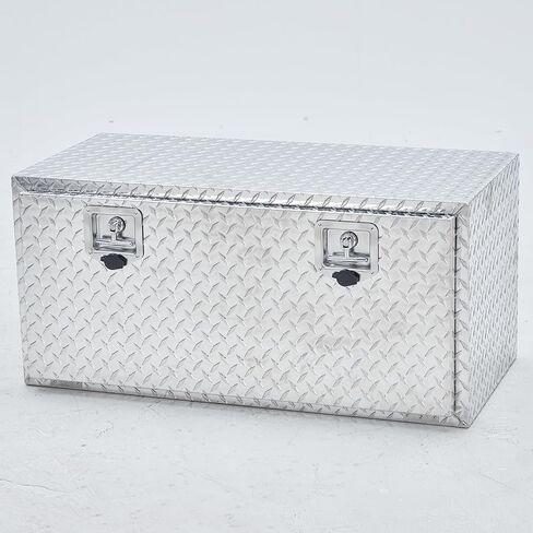 Garvee 36 Inch Heavy Duty Aluminum Diamond Plate Tool Underbody Box, Waterproof Square Truck Storage Organizer Chest for Pick Up Truck Bed, RV Trailer with T-Handle Lock and Keys - Black in Saudi Arabia