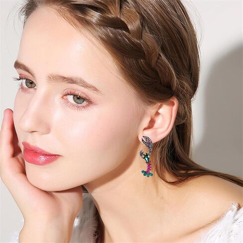 Red Rhinestone Crayfish Dangle Earrings for Women Girls Lobster Crystal Drop Dangling Studs Earing Cartilage Tragus Piercing Post Pin Lightweight Cute Birthday Halloween Christmas Theme Party Jewelry Gifts in Saudi Arabia
