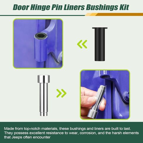 Priprilod Door Door مفصلات PIN Liners بطاقات البطانات المتوافقة مع Jeep Wrangler TJ ، YJ ، CJ ، LJ 1986 1987 1988 1989 1990 1991 1992 1993 1994 1995 1996 1997 1998 1999 2000 2001 2002 2003 2004 2004 2005 in Saudi Arabia