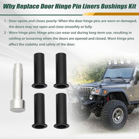 Priprilod Door Door مفصلات PIN Liners بطاقات البطانات المتوافقة مع Jeep Wrangler TJ ، YJ ، CJ ، LJ 1986 1987 1988 1989 1990 1991 1992 1993 1994 1995 1996 1997 1998 1999 2000 2001 2002 2003 2004 2004 2005 in Saudi Arabia