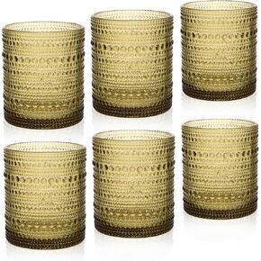 نظارات الكوكتيل 10 أونصة من Hobnail مجموعة أكواب الشرب مكونة من 6 قطع، أدوات زجاجية عتيقة، أكواب زجاجية مزخرفة، نظارات مائية، مجموعة نظارات جوبيتر للأزياء القديمة، شفافة in Kuwait