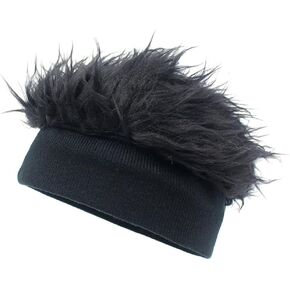 Novelty Hair Visor Cap, Knitted Wool Beanie with Wig Spiked Hairs, Wig Visor Hat Wig Peaked Hat for Men Gifts, Hip Hop Style in Kuwait