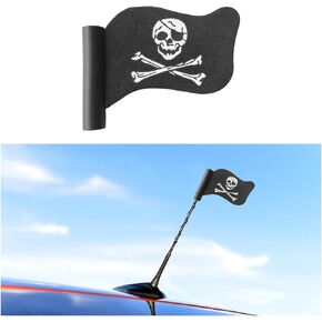 Pirate Flag Car Antenna Topper, Skull Crossbones Partern Vehicle Antenna Ball, Cool Skeleton Automotive Antenna Top Cover Decoration Accessories, Universal for SUV, Sedan, Truck in Kuwait