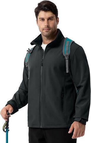 ZITY Men's Lightweight Softshell Jacket Warm Fleece Lined Waterproof Rain Jacket Windbreaker Windproof Soft Shell Outdoor in Kuwait