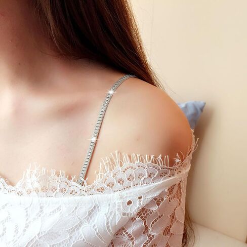 2pcs أحزمة صدرية الراين للنساء للنساء القابلة للتعديل ، سلاسل الملابس الداخلية الكريستالية القابلة للفصل - مجموعة مجوهرات الزفاف الكتف in Kuwait