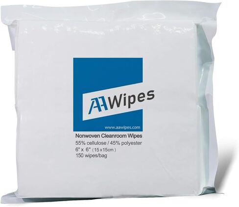 Cleanroom Wipes 6" x 6" (Bag of 150 Pcs, Grade A, 68 GSM) Lint Free Wipes Cellulose/Polyester Wipers for Lab, Electronics, Pharmaceutics, Electronics, Printing (NW06806) in Kuwait