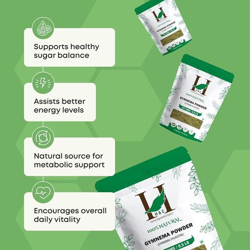 H & C المكونات العشبية الخبير H&C Gymnema / Gurmar أوراق البودرة (Gymnema sylvestre) 227g / 0.5 lb | العافية الأيضية in Saudi Arabia