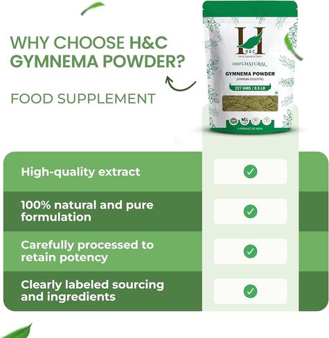 H & C المكونات العشبية الخبير H&C Gymnema / Gurmar أوراق البودرة (Gymnema sylvestre) 227g / 0.5 lb | العافية الأيضية in Saudi Arabia