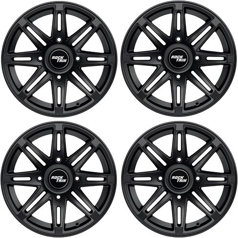 RockTrix RT103 4pc 12in ATV Wheels 4x110 Rims, 12x7, 5+2 Offset, For ATV UTV with IRS (Independent Rear Suspension), Compatible with Bombardier Honda Kawasaki Yamaha Suzuki 4/110 (Set of 4) in Saudi Arabia