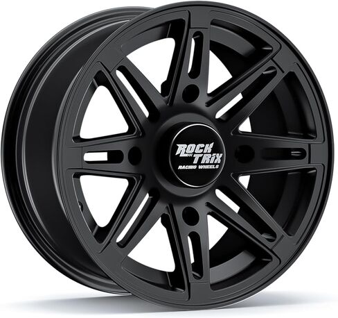 RockTrix RT103 4pc 12in ATV Wheels 4x110 Rims, 12x7, 5+2 Offset, For ATV UTV with IRS (Independent Rear Suspension), Compatible with Bombardier Honda Kawasaki Yamaha Suzuki 4/110 (Set of 4) in Saudi Arabia
