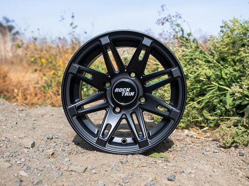 RockTrix RT103 4pc 12in ATV Wheels 4x110 Rims, 12x7, 5+2 Offset, For ATV UTV with IRS (Independent Rear Suspension), Compatible with Bombardier Honda Kawasaki Yamaha Suzuki 4/110 (Set of 4) in Saudi Arabia