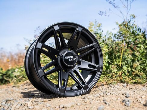 RockTrix RT103 4pc 12in ATV Wheels 4x110 Rims, 12x7, 5+2 Offset, For ATV UTV with IRS (Independent Rear Suspension), Compatible with Bombardier Honda Kawasaki Yamaha Suzuki 4/110 (Set of 4) in Saudi Arabia
