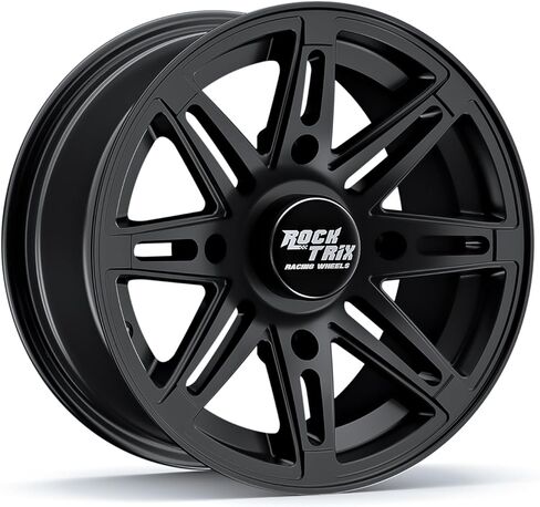 RockTrix RT103 4pc 12in ATV Wheels 4x110 Rims, 12x7, 5+2 Offset, For ATV UTV with IRS (Independent Rear Suspension), Compatible with Bombardier Honda Kawasaki Yamaha Suzuki 4/110 (Set of 4) in Saudi Arabia