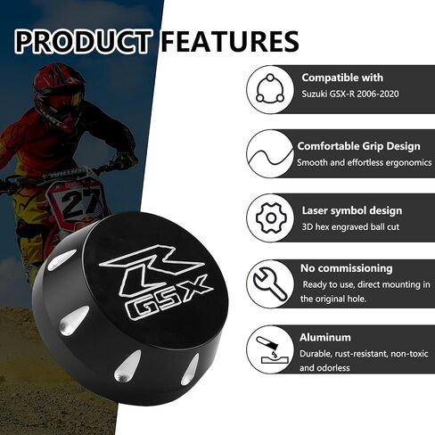 Motorcycle Triple Tree Stem Yoke Center Cap Compatible with Suzuki GSX-R 1000 2009-2020,GSX-R 600 2006-2020,GSX-R 750 2006-2020, Made of Aluminum Alloy (Black) in Saudi Arabia