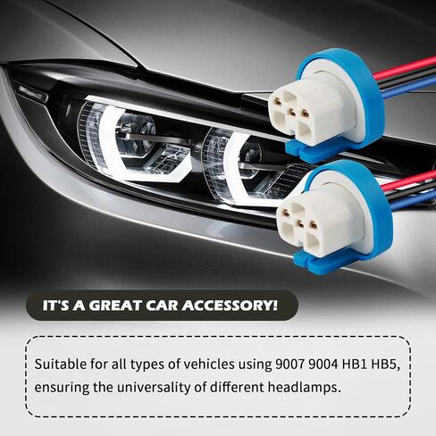 2pcs تسخير الأسلاك المصابيح الأمامية ، 9007 9004 HB1 HB5 3 PIN بديلة موصل المصباح الأمامي للسيراميك ، الإكسسوارات الأمامية ذات المصابيح الأمامية العالمية للمصابيح الأمامية. in Saudi Arabia