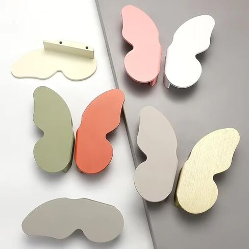 Modern Minimalist Color Cabinet Door Handle Butterfly Cartoon Children's Room Cabinet Door Handle Drawer Bedside Table Handle(Green-Left-100mm) in Saudi Arabia