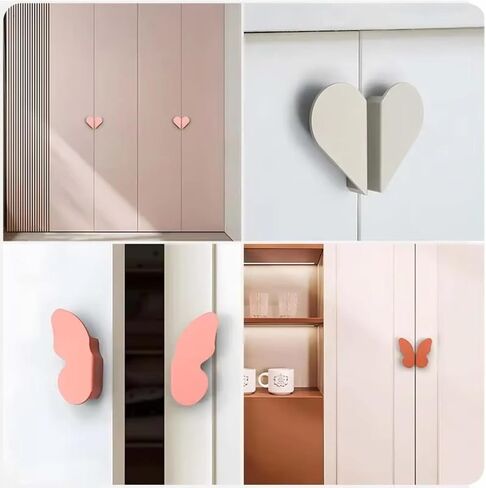 Modern Minimalist Color Cabinet Door Handle Butterfly Cartoon Children's Room Cabinet Door Handle Drawer Bedside Table Handle(Green-Left-100mm) in Saudi Arabia