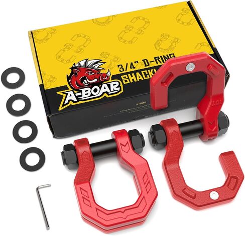 Separate D-Ring Shackles, 2Pack, 3/4" Separate D-Ring Shackles 7/8" Pin, 57320lbs Breaking Strength, Heavy Duty Forged Steel, D-Ring Towing Winch Shackle for Recovery, 4x4 Off-Road, Black Blue in Kuwait