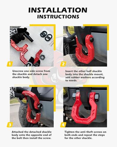 Separate D-Ring Shackles, 2Pack, 3/4" Separate D-Ring Shackles 7/8" Pin, 57320lbs Breaking Strength, Heavy Duty Forged Steel, D-Ring Towing Winch Shackle for Recovery, 4x4 Off-Road, Black Blue in Kuwait