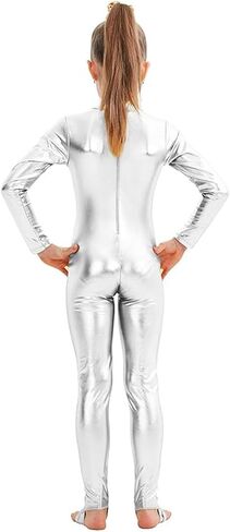 PROMOTED TO BIG SISTER Girls Shiny Metallic Mock Neck Unitard Long Sleeve One Piece Bodysuit Costume Dance in Saudi Arabia