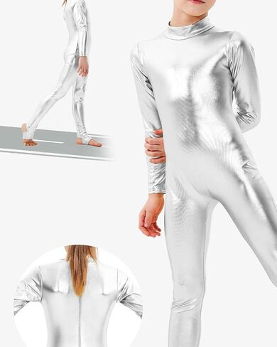 PROMOTED TO BIG SISTER Girls Shiny Metallic Mock Neck Unitard Long Sleeve One Piece Bodysuit Costume Dance in Saudi Arabia