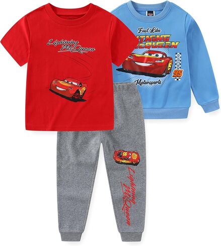 Disney Cars Lightning McQueen Boys T-Shirt Sweatshirt and Pants 3 Piece Set for Toddler and Big Kids in Saudi Arabia