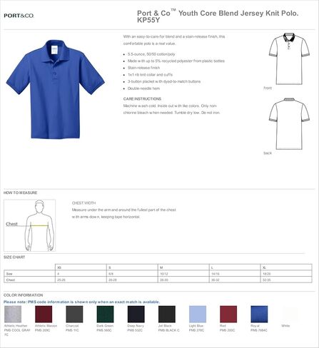Port & Co Youth Core Blend Jersey Knit Polo-KP55y in Saudi Arabia