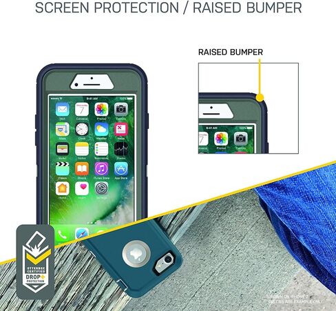 OtterBox Defender Series Case for iPhone SE (3rd and 2nd gen) and iPhone 8/7 (NOT Plus) - Case Only - Mint DOT (Tempest Blue/Aqua Mint/Mint DOT Graphic) in Saudi Arabia