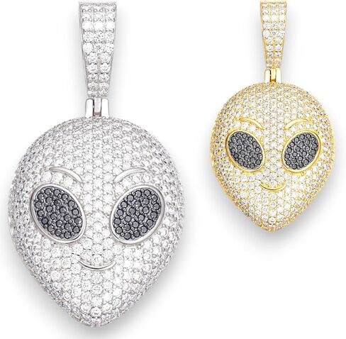 Moissanite 3D Alien Head Iced out Pendant in 14k Gold & White Gold Over 925 Sterling Silver Round cut 4.8 Carat Moissanite Alien Halloween iced out Pendant Hip-Hop Jewelry For Men and Women in Saudi Arabia