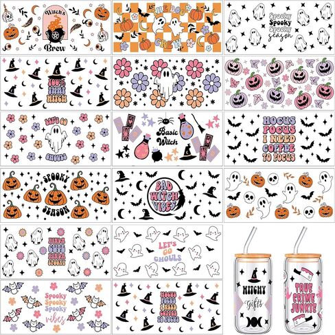 18 Sheets Christmas UV DTF Cup Wrap Transfer for Glass 16 oz Cute Merry Christmas Cups Stickers Gingerbread Man Gnome Sticker Decal Waterproof Red Green Pink Rub on Transfers for Crafting DIY in Saudi Arabia