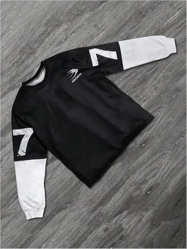 Boy's Graphic Crewneck Sweatshirts Long Sleeve 2 in 1 Pullover Tops Vintage Streetwear in Saudi Arabia