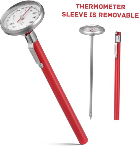 Cabilock Mechanical Car Thermometer Clock Shape Air Conditioner Gauge Red Interior Decoration Accurate Temperature Monitoring for Vehicle and Home Use Easy Installation Battery in Saudi Arabia