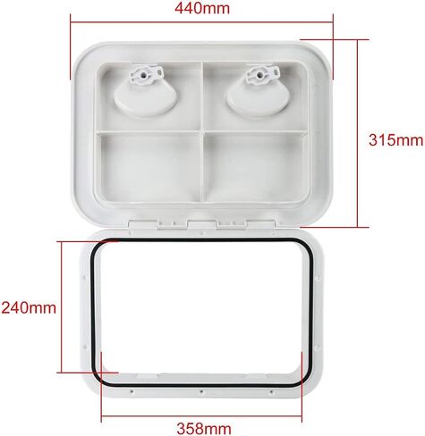 Amarine Made Marine Deck Hatch Boat Deck Hatch Access Hatch and Lid Marine Hatch for Boat 12-3/8" X 17-1/4" - White - 315mmx440mm (Black) in Saudi Arabia