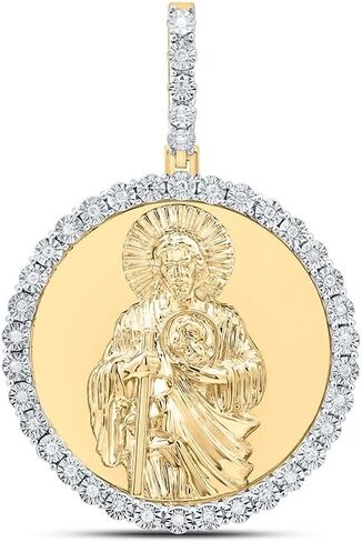 Jewels By Lux Sterling Silver Yellow-Tone or White-Tone 1/6 Ctw Natural Diamond St. Jude Round Pendant in Saudi Arabia