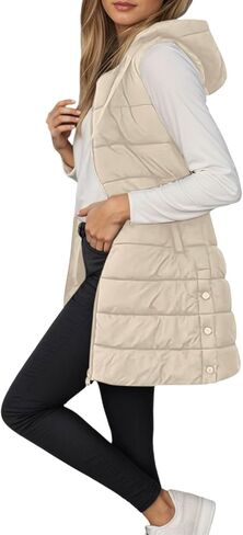 Long Puffer Vest Women Winter Warm Long Quilted Sleeveless Jackets with Pockets Fall Fashion Zip Up Puffy Vests Outerwear in Saudi Arabia