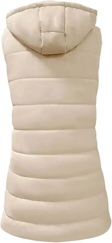 Long Puffer Vest Women Winter Warm Long Quilted Sleeveless Jackets with Pockets Fall Fashion Zip Up Puffy Vests Outerwear in Saudi Arabia