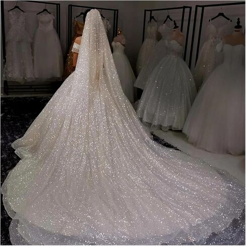 الكاتدرائية اللامعة ذات الطبقة الزفاف الزفاف الحجاب العاجي الشمبانيا مع مشط الحجاب وملحقات الزفاف للنساء in Saudi Arabia