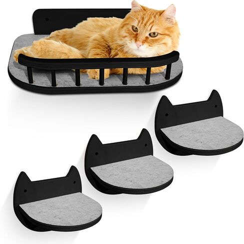 BUOGA - Large Cat Wall Shelves + 3 Cat Wall Steps, Cat Tree, Cat Corner Shelf, Cat Shelf, Cat Bed, Cat Scratcher, Cat Wall Furniture, Cat Wall Shelf, Cat Window Perch, Cat Hammock, Cat Scratching Post in Saudi Arabia