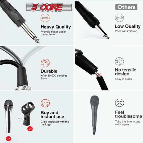 5 CORE Karaoke Microphone Dynamic Vocal Handheld Mic Cardioid Unidirectional Microfono w On and Off Switch Includes XLR Audio Cable Mic Holder PM 600 in Kuwait