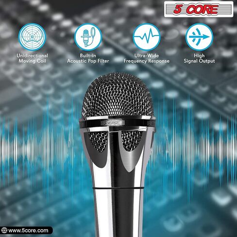 5 CORE Karaoke Microphone Dynamic Vocal Handheld Mic Cardioid Unidirectional Microfono w On and Off Switch Includes XLR Audio Cable Mic Holder PM 600 in Kuwait