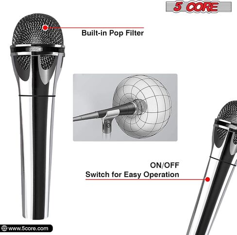 5 CORE Karaoke Microphone Dynamic Vocal Handheld Mic Cardioid Unidirectional Microfono w On and Off Switch Includes XLR Audio Cable Mic Holder PM 600 in Kuwait