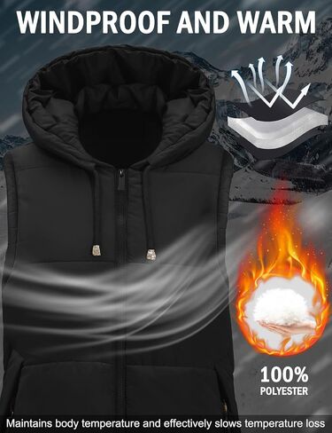 HEEKPEK Women Long Hooded Puffer Vest Winter Warm Quilted Sleeveless Down Jacket Casual Trendy Full-Zip Outerwear Drawstrings in Saudi Arabia