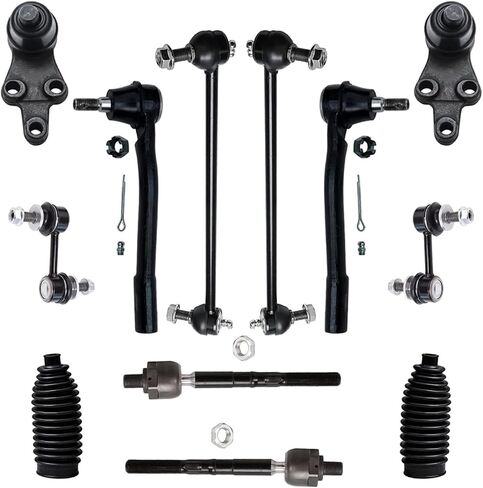 Detroit Axle-مجموعة التعليق 12 في المائة لعام 2007-2008 Hyundai Entourage ، 2006-2012 ، 2014 Kia ​​Sedona ، 4 أشرطة أمامية وخلفية 2 مفاصل الكرة السفلية 4 قضبان التعادل الخارجية والداخلية 2 أحذية و Bellows in Saudi Arabia