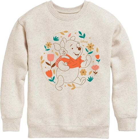 Disney Winnie The Pooh - Pooh and Piglet Playing in Flowers - Toddler and Youth Crewneck Fleece Sweatshirt in Saudi Arabia